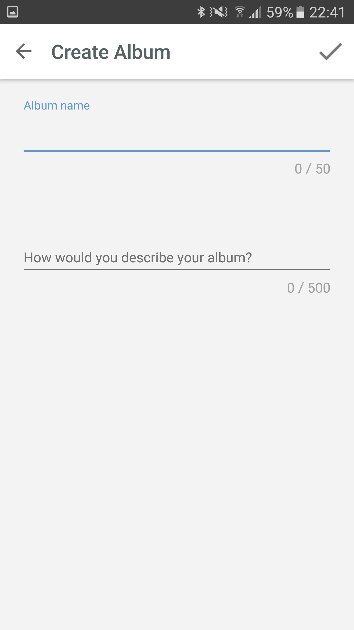 Foap Album 创建截图（Android）